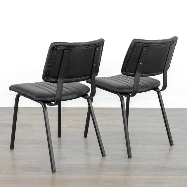 Ensemble de 2 chaises de cuisine en cuir végane noir - Mcgill