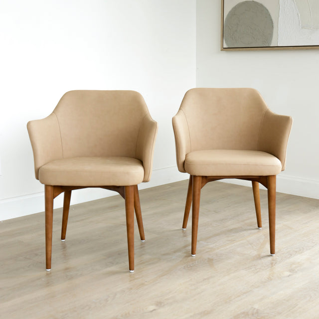 Set of 2 tan dining chairs - Oscar
