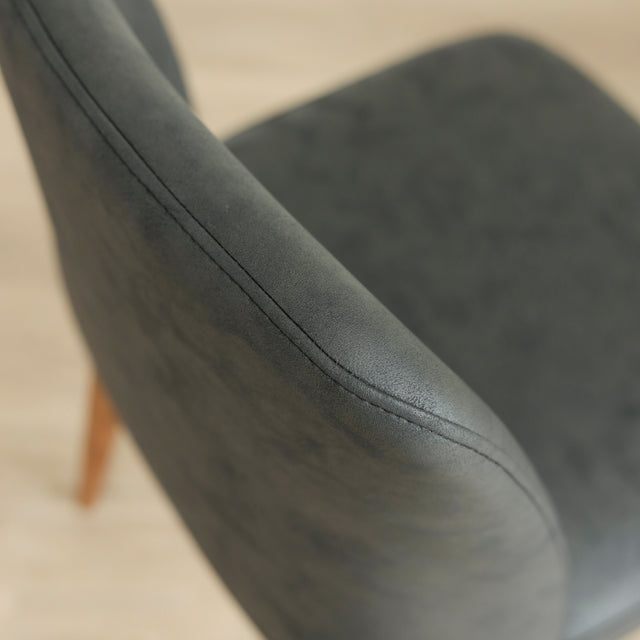 Chaise de cuisine en cuir végane noir - Odile