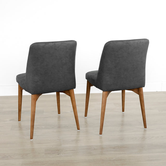 Ensemble de 2 chaises de cuisine en cuir végane noir - Odile