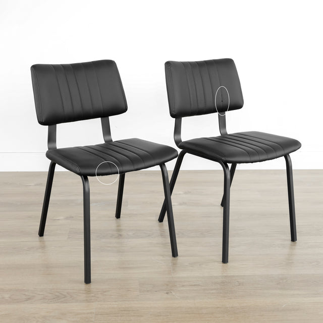 Ensemble de 2 chaises de cuisine en cuir végane noir - Mcgill