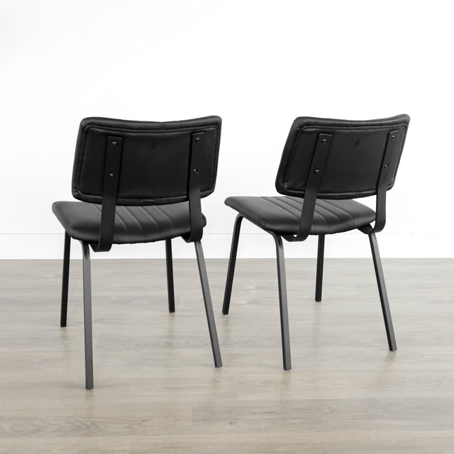 Ensemble de 2 chaises de cuisine en cuir végane noir - Mcgill