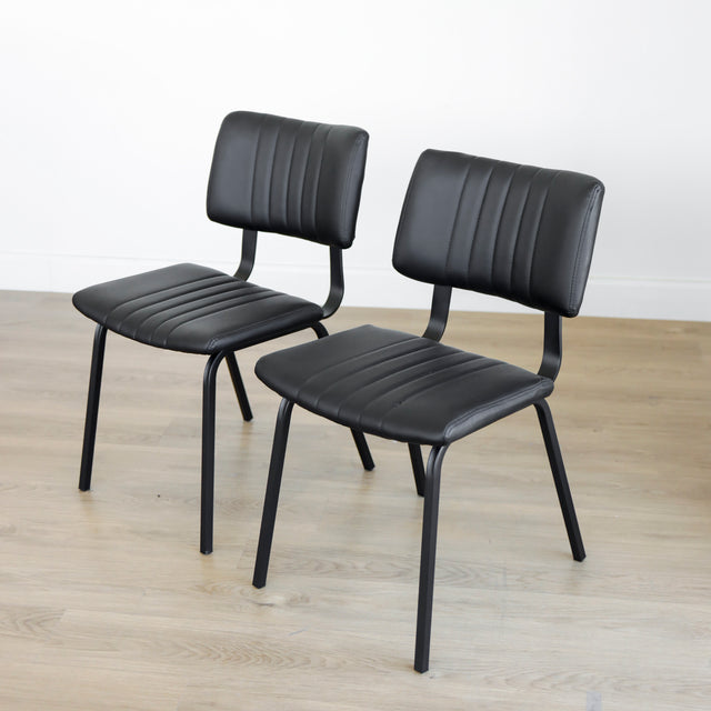 Ensemble de 2 chaises de cuisine en cuir végane noir - Mcgill