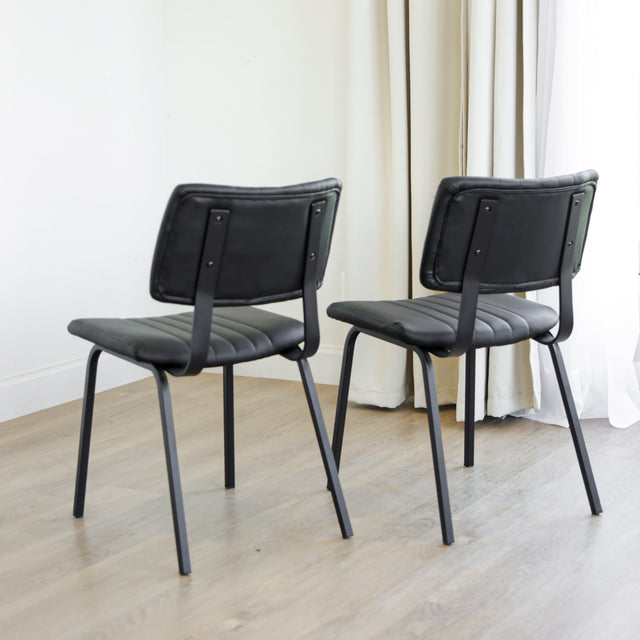 Ensemble de 2 chaises de cuisine en cuir végane noir - Mcgill