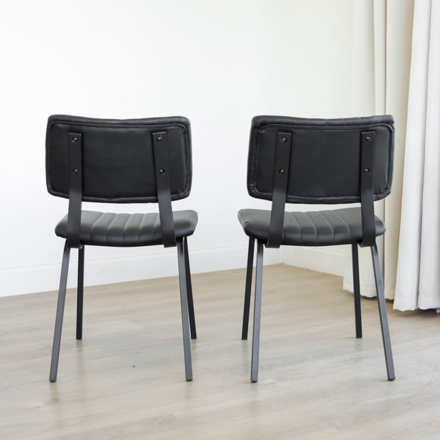 Ensemble de 2 chaises de cuisine en cuir végane noir - Mcgill