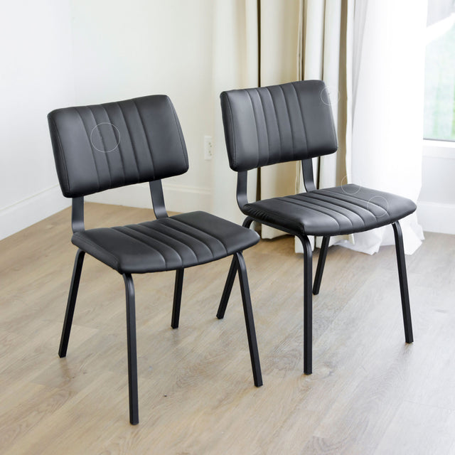 Ensemble de 2 chaises de cuisine en cuir végane noir - Mcgill