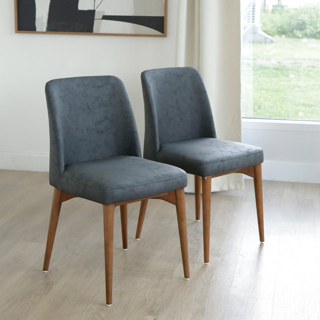 Ensemble de 2 chaises de cuisine en cuir végane noir - Odile