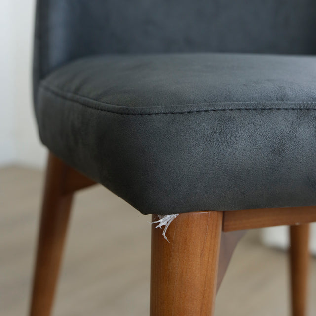 Ensemble de 2 chaises de cuisine en cuir végane noir - Odile