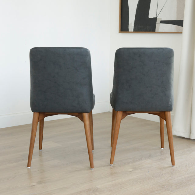 Ensemble de 2 chaises de cuisine en cuir végane noir - Odile