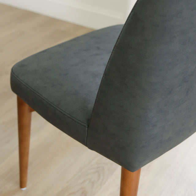 Ensemble de 2 chaises de cuisine en cuir végane noir - Odile