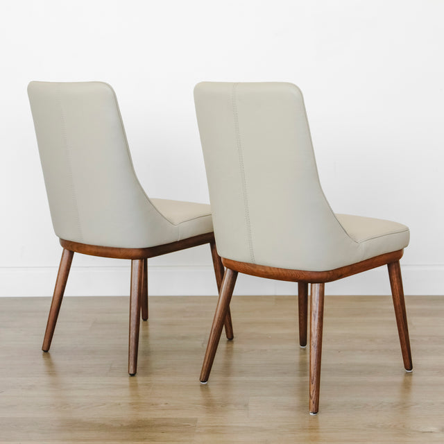 Ensemble de 2 chaises de salle à manger en cuir taupe - Iris