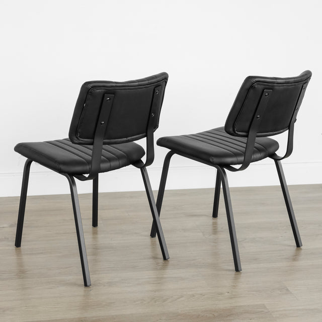 Ensemble de 2 chaises de cuisine en cuir végane noir - Mcgill