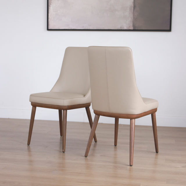 Ensemble de deux chaises de cuisine Iris en cuir taupe