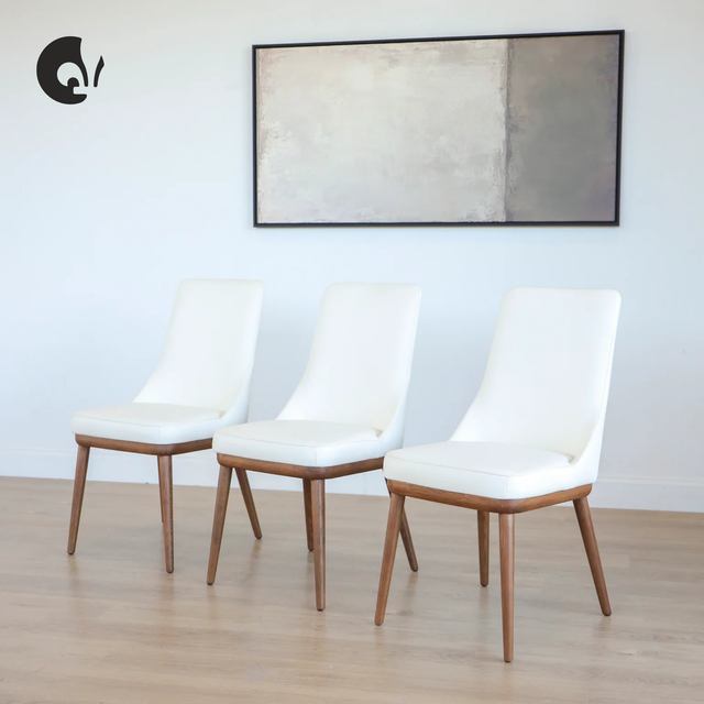 Ensemble de 3 chaises de cuisine en cuir blanc - Iris