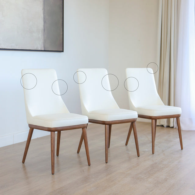 Ensemble de 3 chaises de salle à manger Iris en cuir blanc