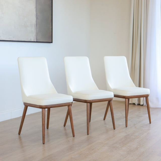 Ensemble de 3 chaises de salle à manger Iris en cuir blanc