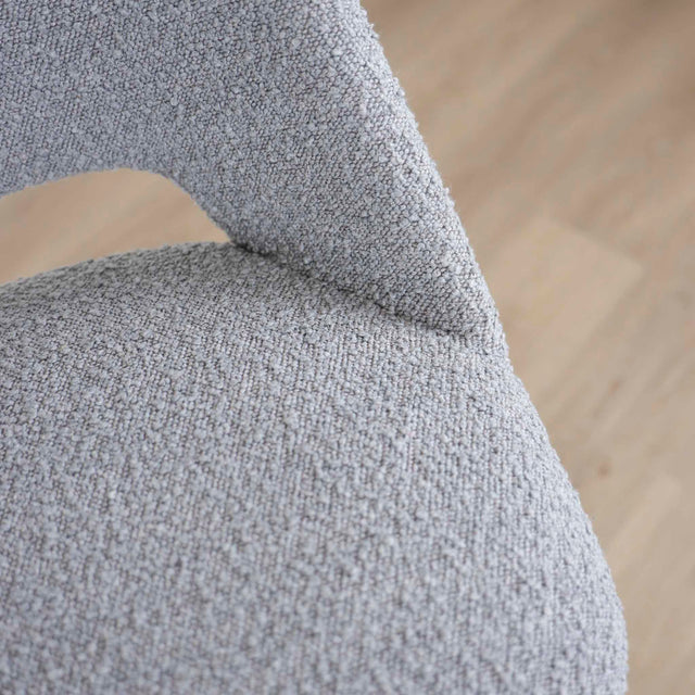 Mouse grey bouclé fabric stool - Germaine