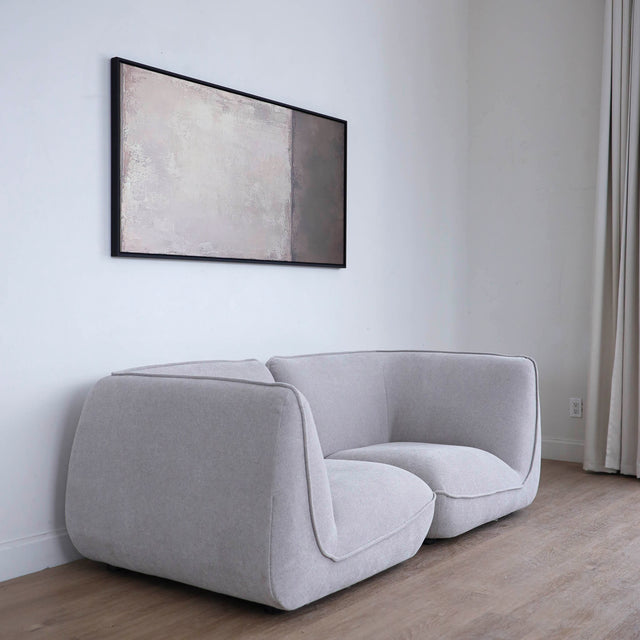 Manhattan condo sofa in pale grey fabric