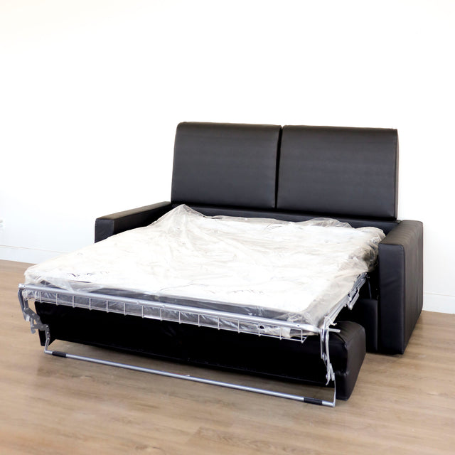 Canapé-lit (Queen) Amélia en cuir végane charcoal