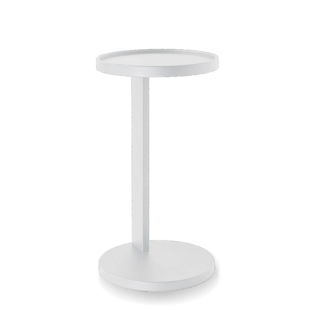 table d'appoint blanc minimaliste en metal pour salon moderne.