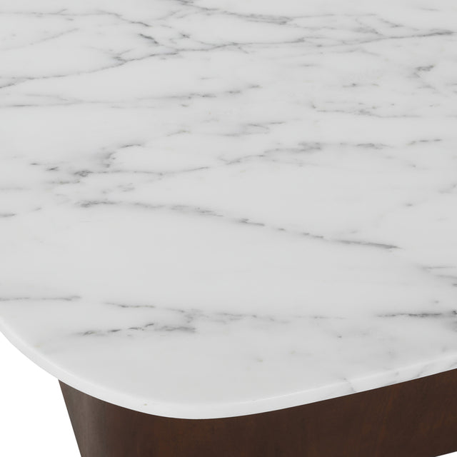 detail du plateau en marbre blanc veine gris sur table d appoint moderne.