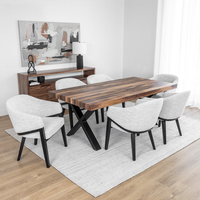 Chaise de cuisine en tissu bouclé vanille - Morgan