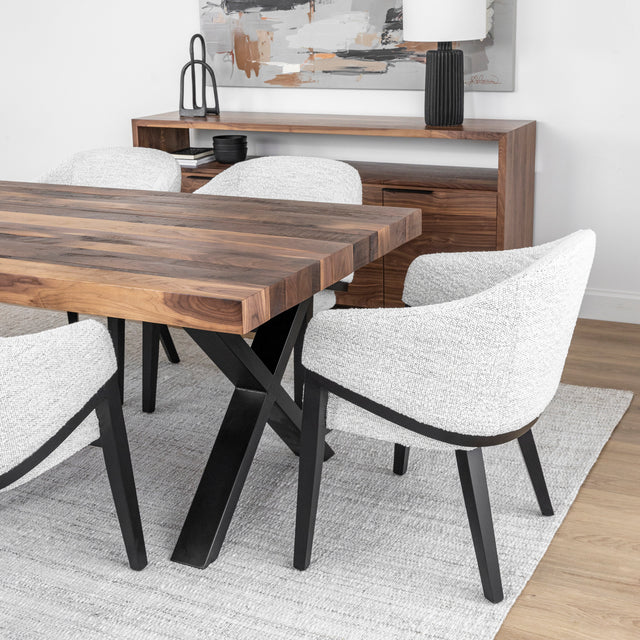 Chaise de cuisine en tissu bouclé vanille - Morgan