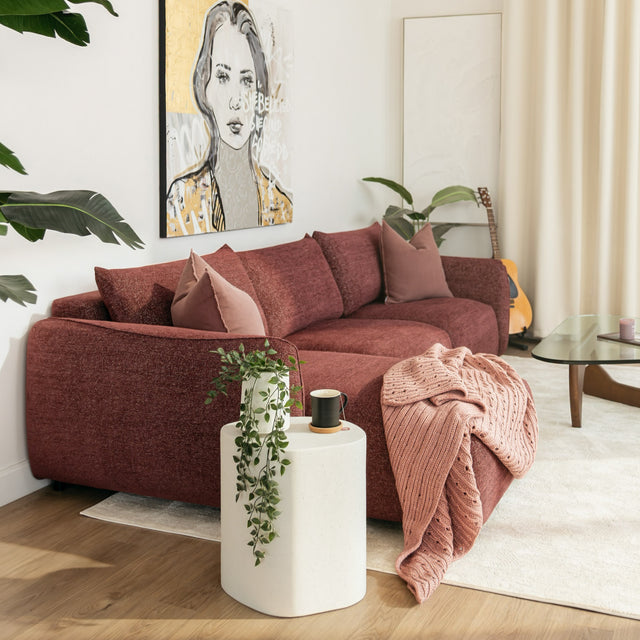 Talia modular sofa in burgundy fabric
