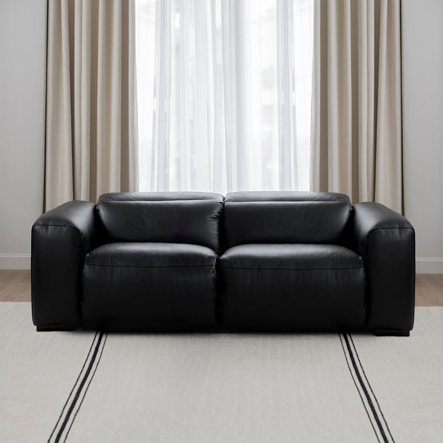 Canapé Tampa en cuir noir 2 morceaux