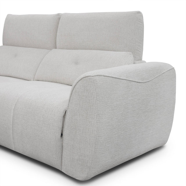 sofa modulaire en tissu givré greige, design contemporain sur fond blanc.