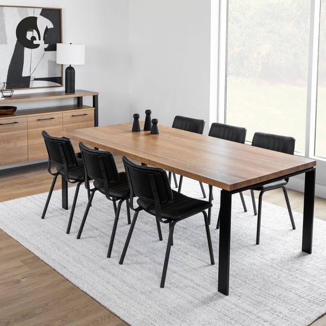 Table à manger en merisier massif avec pieds en acier noir - BEAUCHAMP