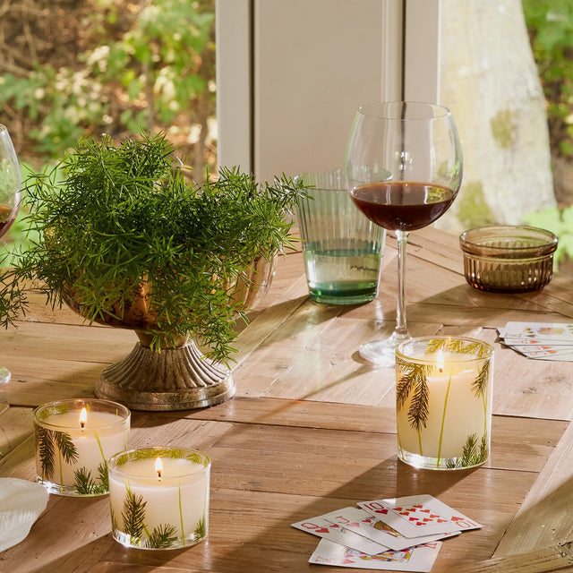 ens. de deux chandelles en verre frasier fir