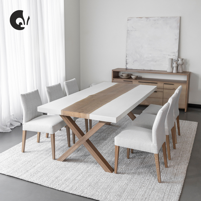 Table de cuisine en béton et frêne - KÉNOGAMI