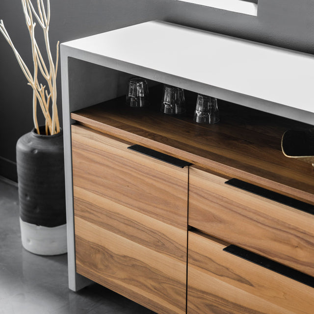 Buffet en béton ciment avec noyer naturel - Anabel