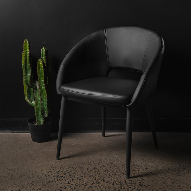 Chaise de cuisine en cuir végane noir - Madison