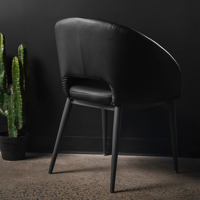 Chaise de cuisine en cuir végane noir - Madison