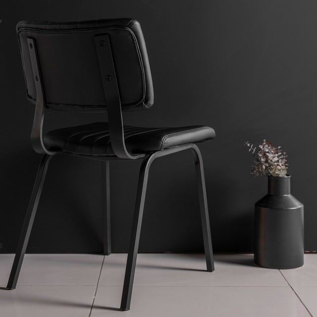 Chaise de cuisine en cuir végane noir - Mcgill