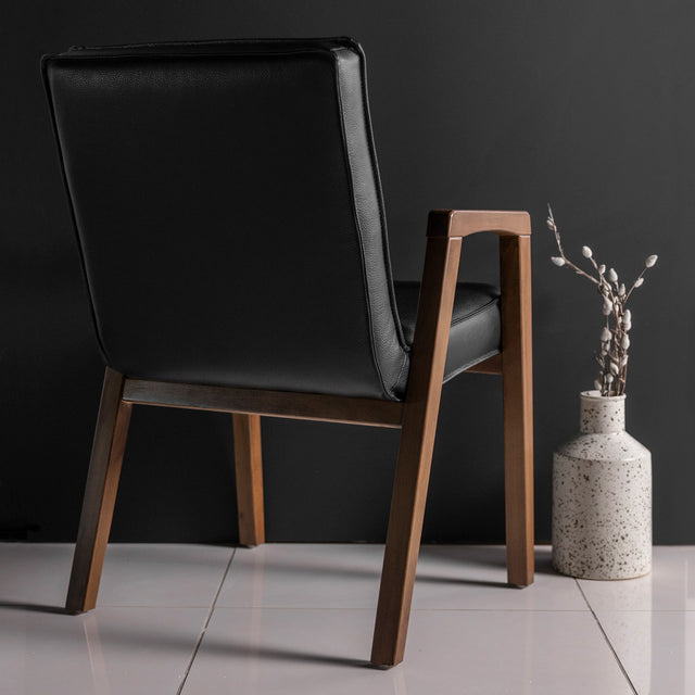 Chaise de salle à manger en cuir végane noir - Panama