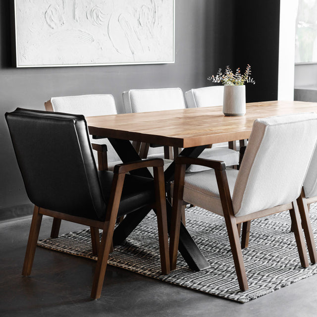 Chaise de salle à manger en cuir végane noir - Panama