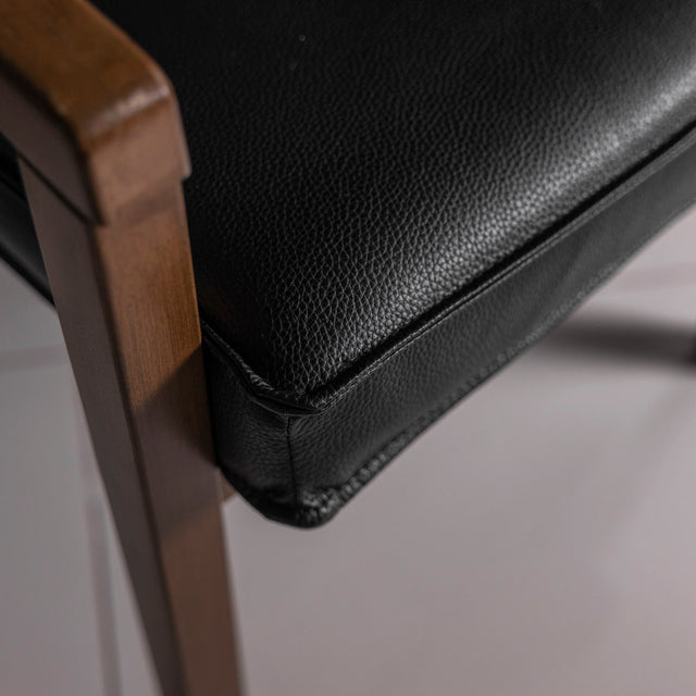 Chaise de salle à manger en cuir végane noir - Panama