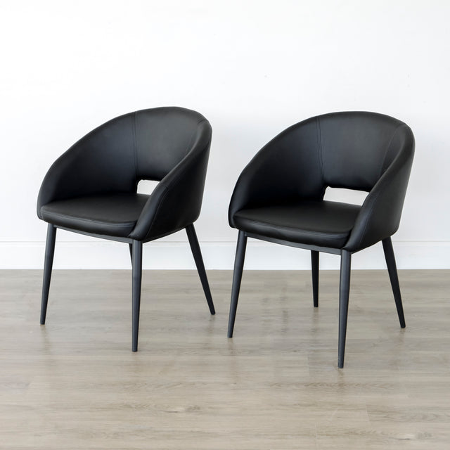Ensemble de 2 chaises de salle à manger en cuir végane noir - Madison