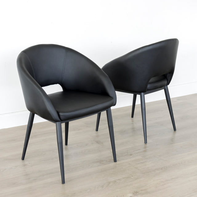 Ensemble de 2 chaises de salle à manger en cuir végane noir - Madison