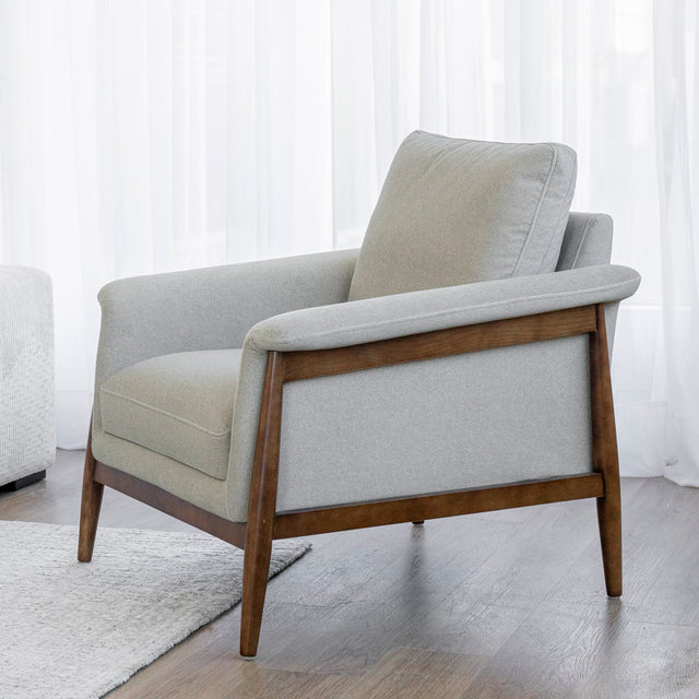 Fauteuil en tissu sable feutré - Arnold