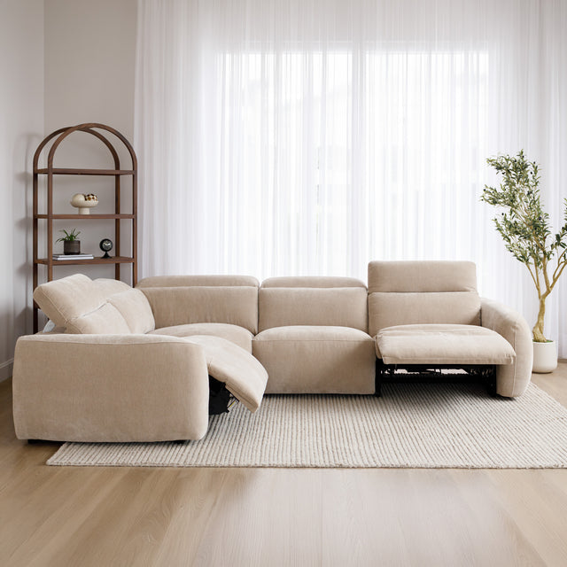 Austin reclining sectional in coffee leather
