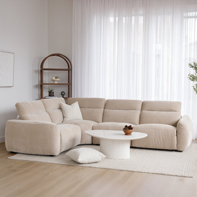 Austin reclining sectional in coffee leather