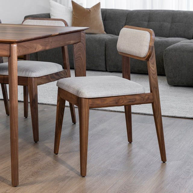 Geode fabric and natural walnut dining chair - Nora