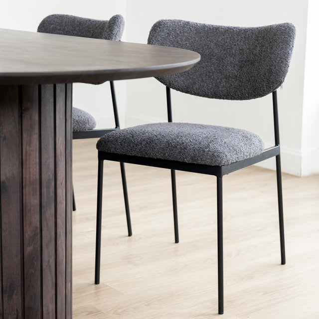 Chaise de cuisine en tissu bouclette ardoise -Lydia