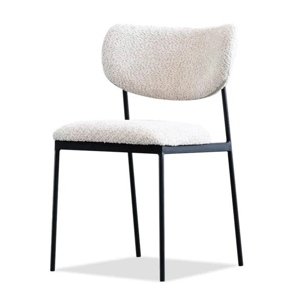 Chaise de cuisine en tissu bouclette crème - Lydia