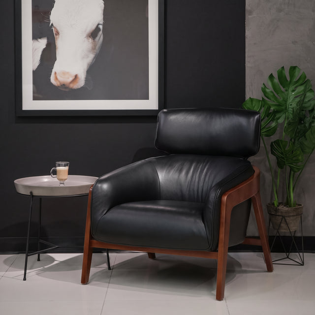 Black vegan leather armchair - Lucky