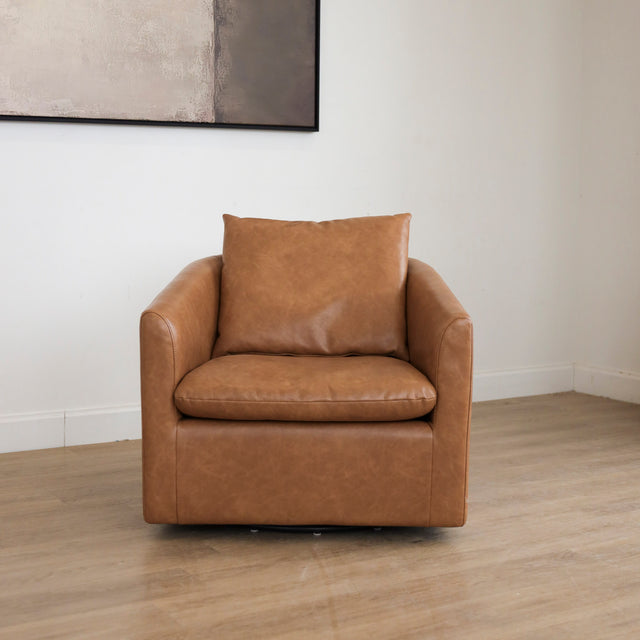 Fauteuil WALTER en cuir végane cognac